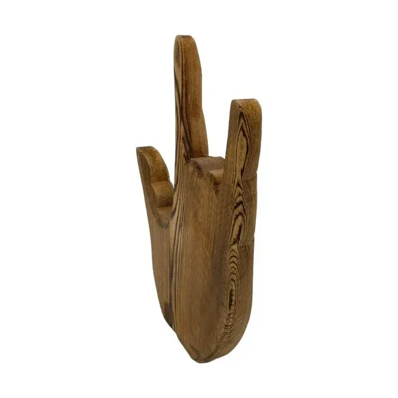 Carved Natural Wood ASL "I Love You" Sign Handmade (?) Hangable or Tabletop Art - Picture 6 of 12